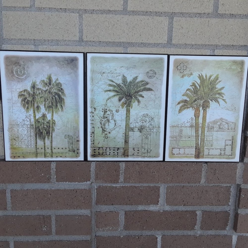 Palm Tree Trio Wall Plaques Wood